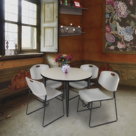 Regency Kahlo Round Table & Chair Sets, 36 W, 36 L, 29 H, Wood, Metal, Polypropylene Top, Maple TPL36RNDPLBK44GY